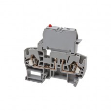 Клеммник пружинный с держ. предохр. (5х20, 5х25), откид.картридж, с индикацией 48VAC, на DIN-рейку, 4 мм.кв., (бежевый); YBK ILD 48 VAC