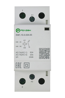 Модульный контактор 1НО+1НЗ контакт 63А (12В AC/DC)