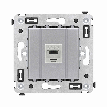Компьютерная розетка RJ-45 без шторки в стену, кат.6 одинарная экранированная, "Avanti", "Закаленная сталь"