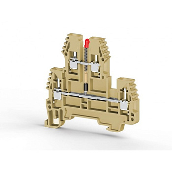 Клеммник 2-х ярусный, 2,5 мм.кв., с индикацией 24 VDC, (бежевый); PIK2,5 NLD 24VDC