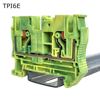 Клемма push-in проходная 2 контакта 6 мм2, заземляющая