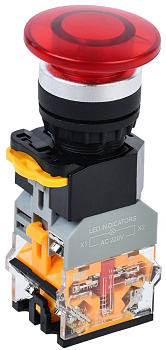 Кнопка D8-11MD "Грибок" d22мм 1NO+1NC с подсвет. красная IEK