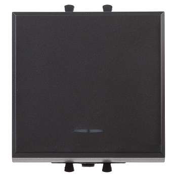 Кнопка одноклавишная модульная, "Avanti", "Черный матовый", 2 модуля