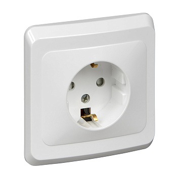 ЭТЮД С/У РОЗЕТКА с заземлением со штороками 16А 250B, БЕЛЫЙ, Россия