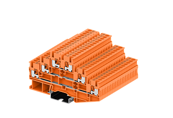 TPT2.5-2-OG Клемма TP проходная 3-уровневая, Push-in, сеч.2.5мм2, оранж.