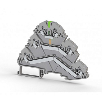 Клеммник пружинный 3-х ярусный, 2,5мм.кв., с индикацией 24 VDC, (серый); YBK 2,5-3F (PNP)