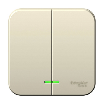 BLANCA О/У 2-клавишный ВЫКЛЮЧАТЕЛЬ (сх.5) с подсвет, 10А, 250В,МОЛОЧНЫЙ