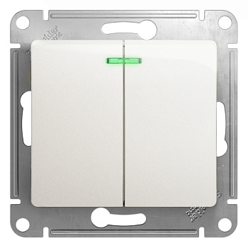 GLOSSA 2-клавишный ВЫКЛЮЧАТЕЛЬ с подсветкой, сх.5а, 10АХ, механизм, ПЕРЛАМУТР