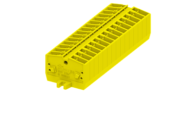 Клемма миниатюрная, CAGE CLAMP на DIN рейку, под штекер, с фиксирующими фланцами, двухпроводная, 2.5мм²,  син.