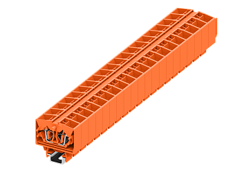 Клемма миниатюрная, CAGE CLAMP на малую DIN рейку (15), под штекер, 4-проводная, 2.5мм²,  оранж.