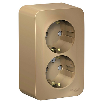 BLANCA О/У РОЗЕТКА двойная с заземл. со шторк. ИЗОЛ.ПЛ.,16А,250В, ТИТАН