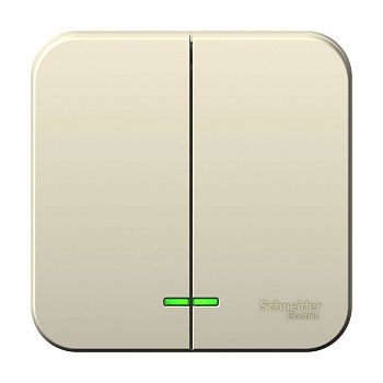 BLANCA О/У 2-клавишный ВЫКЛЮЧАТЕЛЬ (сх.5) с подсвет, 6А, 250В, МОЛОЧНЫЙ