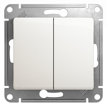 GLOSSA 2-клавишный ПЕРЕКЛЮЧАТЕЛЬ, сх.6/2, 10АХ, механизм, ПЕРЛАМУТР