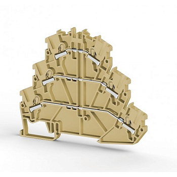 Клеммник 3-х ярусный пружинный быстрозажимной (Push in), 2,5 мм.кв. (бежевый); PYK2,5-3F