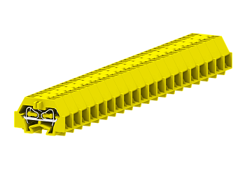 2-2 концевая проходная клемма с боковым подключением с защёлкивающимися ножками серии 240, жёлтая