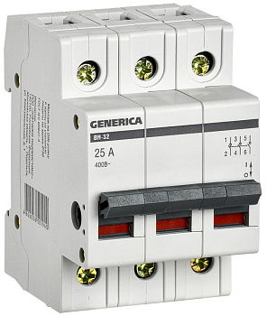 Выключатель нагрузки (мини-рубильник) ВН-32 3Р 25А GENERICA