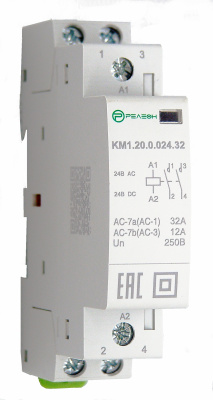 Модульный контактор 2НО контакта 32А (~/= 24В AC/DC)