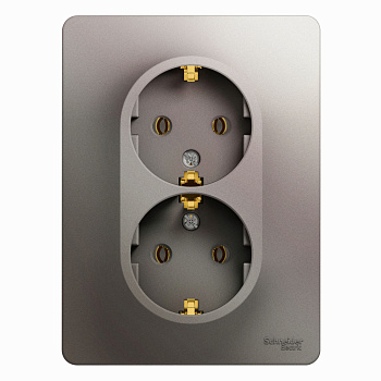 GLOSSA РОЗЕТКА двойная с заземлением,16А, 250В, в сборе,ПЛАТИНА GLOSSA РОЗЕТКА двойная с заземлением,16А, 250В, в сборе,ПЛАТИНА