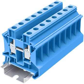 Клемма на DIN-рейку винт. 10 мм2 2 конт. проходная синяя
