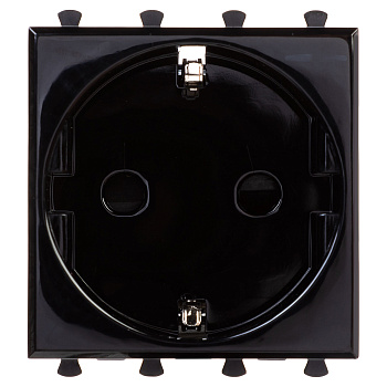 Розетка модульная, 2P+E, с з/ш, "Avanti", "Черный квадрат", 2 модуля