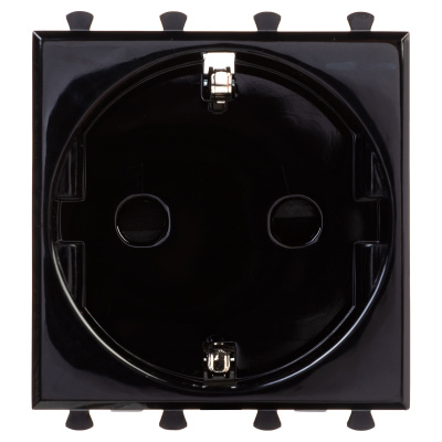 Розетка модульная, 2P+E, с з/ш, "Avanti", "Черный квадрат", 2 модуля