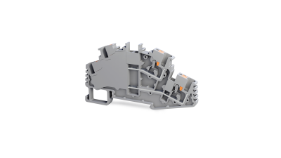 Клеммник на DIN-рейку двухуровневый (Push-in) 2,5 мм.кв. (серый); PFT 2,5 2P