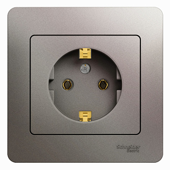 GLOSSA РОЗЕТКА с заземлением,16А, 250В, в сборе,ПЛАТИНА GLOSSA РОЗЕТКА с заземлением,16А, 250В, в сборе,ПЛАТИНА