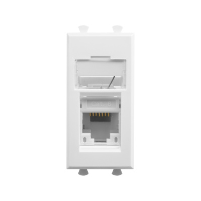 Компьютерная розетка RJ-45 модульная, кат.6, "Avanti", "Белое облако", 1 модуль