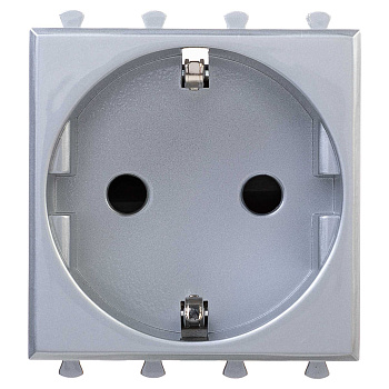 Розетка модульная, 2P+E, с з/ш, "Avanti", "Закаленная сталь", 2 модуля