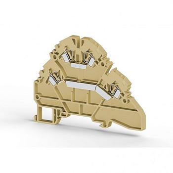 Клеммник 2-х ярусный пружинный, 2,5 мм.кв., с диодом, (бежевый); YBK2,5-2FD-B