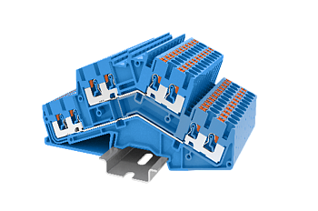 TPDS2.5-4-BU Клемма TP 2-2 проходная 2-уровневая угловая, сеч.2.5мм2, син.