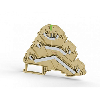 Клеммник пружинный 3-х ярусный, 2,5мм.кв., с индикацией 24 VDC, (бежевый); YBK 2,5-3F (NPN)