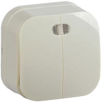 ВС20-2-1-ХК Выключ. 2-кл. инд. о/у 10А GLORY крем. IEK