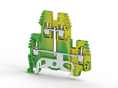 Клеммник 2-х ярусный, с внутр. перемычкой, с конт. на землю, 2,5 мм.кв., (земля); PIK 2,5NT