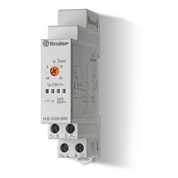 Модульный электронный лестничный таймер 1-функциональный; 1NO 16A; 3- или 4-проводная схема; питание 230В АC; ширина 17.5мм; степень защиты IP20; упаковка 1шт.