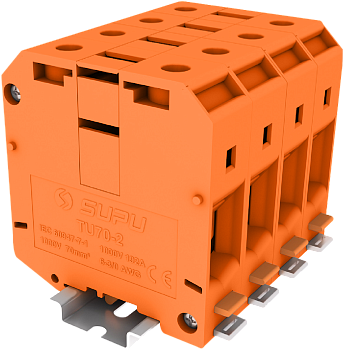 Клемма на DIN-рейку винт. 70 мм2 2 конт. проходн. оранж.