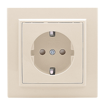 Розетка 1-мест. СП с/з 16А бежевый с защ. штор. Минск EKF