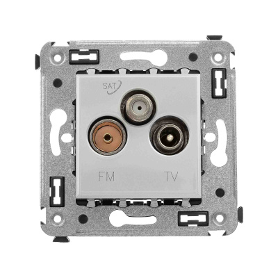 Розетка TV-FM-SAT в стену, "Avanti", "Закаленная сталь"