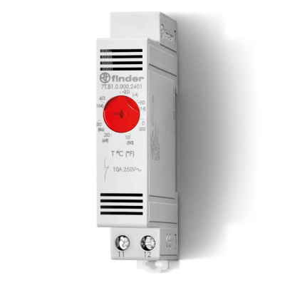 Щитовой термостат для включения обогрева; диапазон температур -20…+60°C; 1NС 10A; модульный, ширина 17.5мм; степень защиты IP20