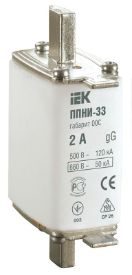 Плавкая вставка предохранителя ППНИ-33, габарит 00С, 2А