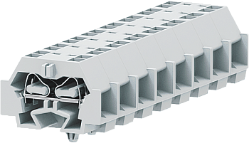 2-2 проходная клемма с боковым подключением с защёлкивающимися ножками серии 242, светло-серая