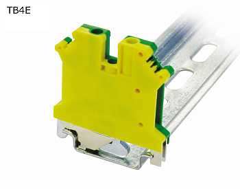 Клемма винтовая проходная 2 контакта 4 мм2, заземляющая