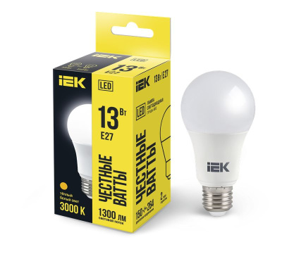 Лампа LED A60 шар 13Вт 230В 3000К E27 IEK