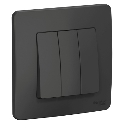 BLANCA С/У 3-клавишный ВЫКЛЮЧАТЕЛЬ (cх.1+1+1), 10А, 250В, АНТРАЦИТ