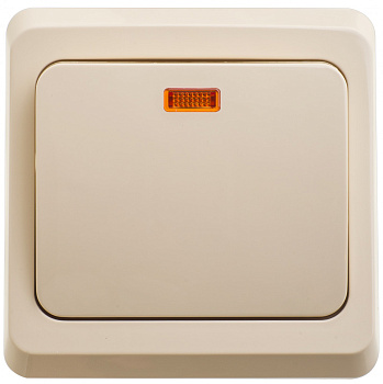 ЭТЮД С/У ВЫКЛЮЧАТЕЛЬ с самовозвратом с подсветкой 10 АХ, КРЕМОВЫЙ, Россия