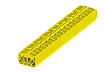 Клемма миниатюрная, CAGE CLAMP на DIN рейку, под штекер, 4-проводная, 2.5мм², жёлт.