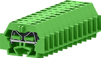 1-1 концевая проходная клемма с боковым подключением с защёлкивающимися ножками серии 242, зелён.