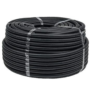 Труба гофр. негорючая безгалогеновая FRHF с протяжкой d63 мм (15 м) черная EKF-Plast