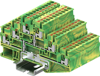 TPT2.5-2-PE Клемма TP заземл., 3-уровневая, Push-in, сеч.2.5мм2, желто-зел.
