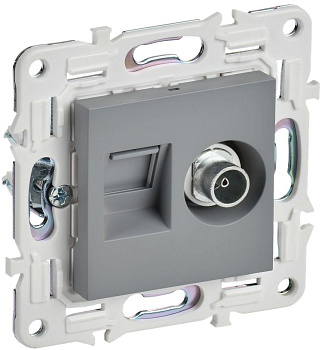 SKANDY Роз. двойная TV+RJ45 кат.6 SK-A15Gr сер. IEK